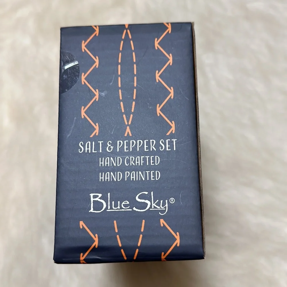 BLUE SKY Pumpkin Hand Crafted Hand Painted Salt & Pepper Set.